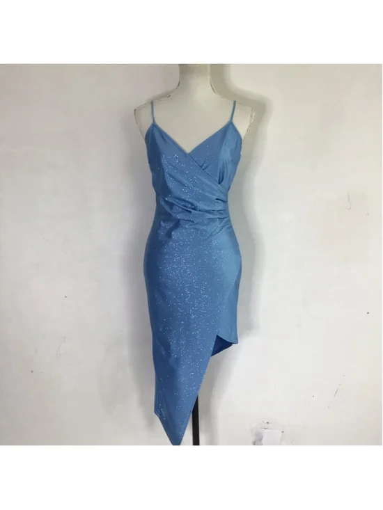 Honey and Rosi Women Elegant Blue Sparkle Asymmetrical Dress M - Picture 1 of 12